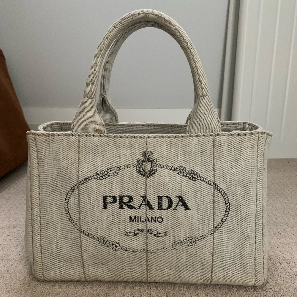 Prada canapa light denim bag